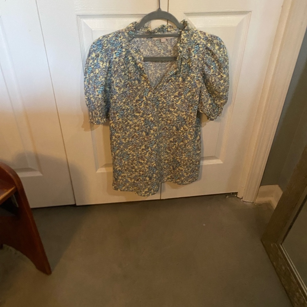 Loft Blue And Yellow Patterned Top - image 3